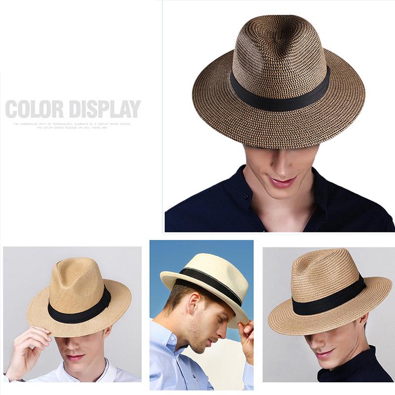 Panama Hat Summer Sun Hats for Women Man Beach Straw Hat for Men UV ...